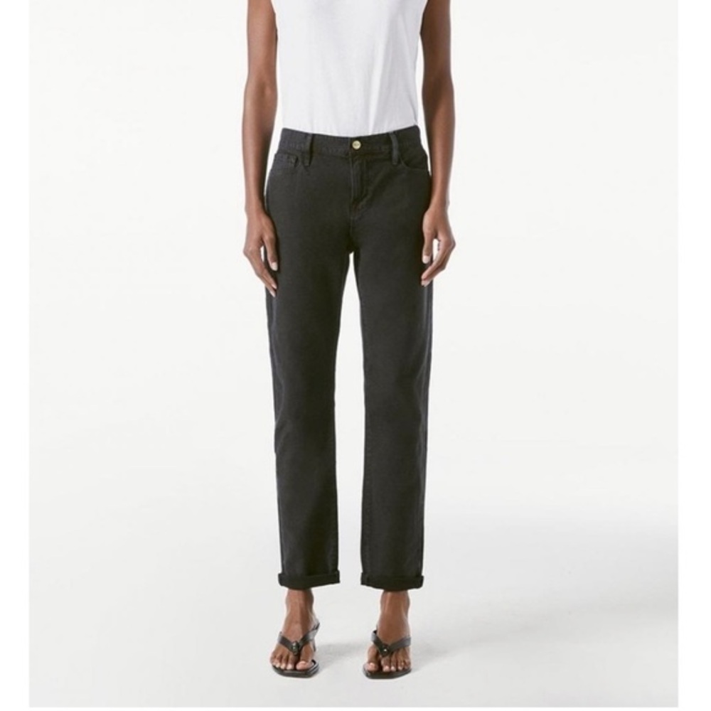 FRAME Denim Black‎ Le Garçon Mid-Rise Straight Leg Jeans
